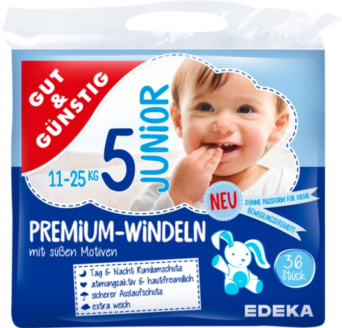 Windeln Premium junior 11-25 kg, Dezember 2017