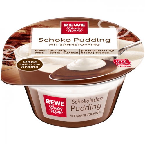 Schoko-Pudding mit Sahnetopping, Juli 2017