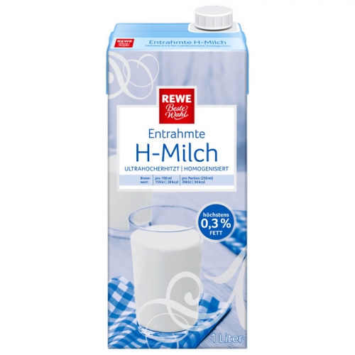 Entrahmte H-Milch, 0,3 % Fett, November 2017
