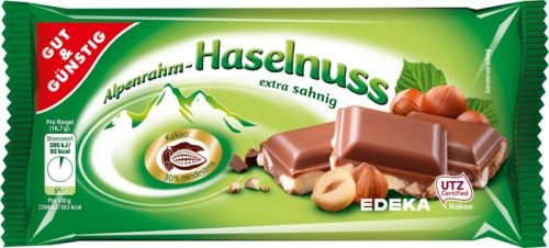 Alpenrahm-Haselnuss-Schokolade, Januar 2018