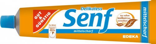 Delikatess Senf mittelscharf, Tube, Januar 2018