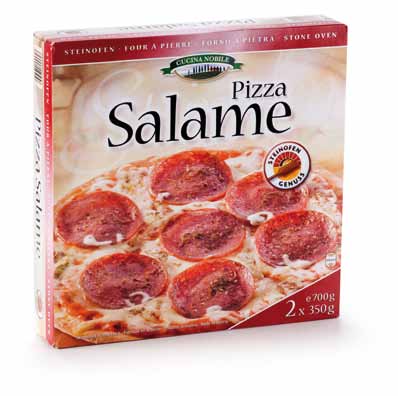 Steinofen-Pizza Salame, 2 Stück, April 2013