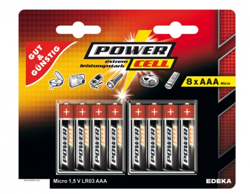 Batterien, 1,5 V, Micro, AAA, LR03, Januar 2018