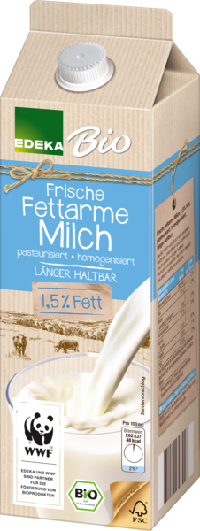 Frische Fettarme Milch 1,5 % Fett, länger haltbar, Januar 2018