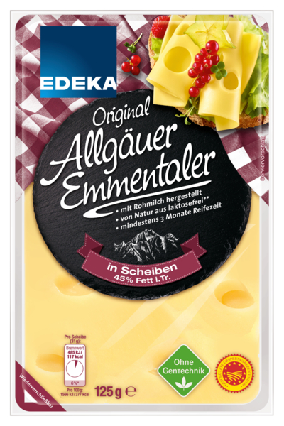 Allgäuer Emmentaler in Scheiben 45%, Januar 2018