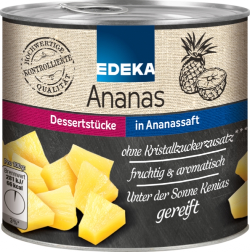 Ananas Dessert-Stücke, Januar 2018