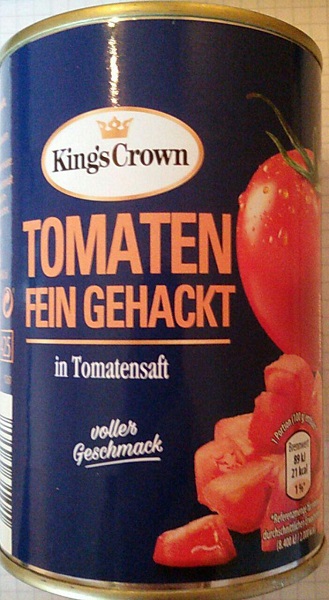 Tomaten fein gehackt, Dezember 2017