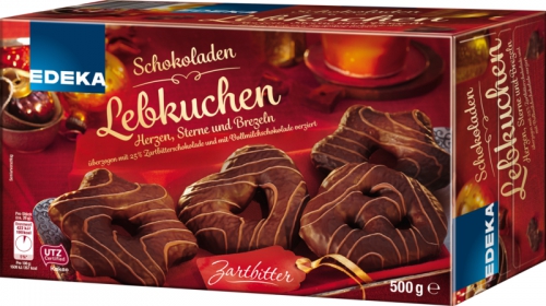 Schokoladenlebkuchen Zartbitter Herzen, Sterne & Brezeln Zartbitter, Januar 2018