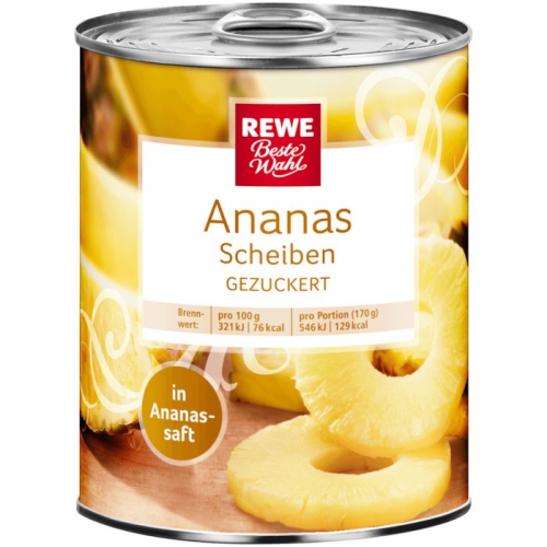 Ananas-Scheiben, gezuckert, November 2017