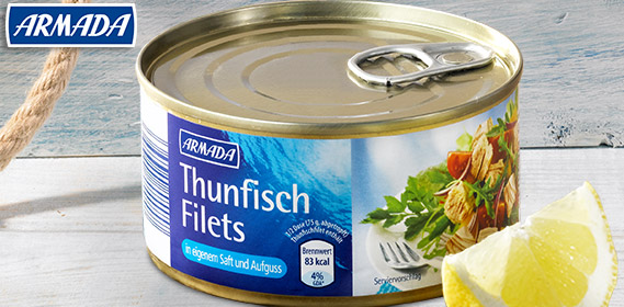 Thunfischfilets in eigenem Saft und Aufguss, August 2012