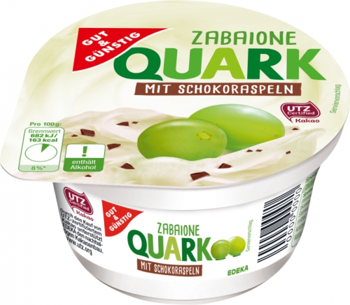 Zabaione Quark mit Schokoraspeln, Januar 2018