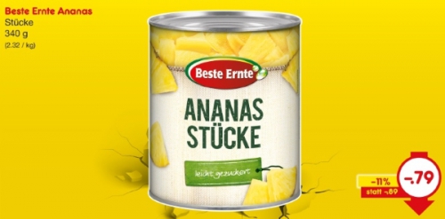 Ananas-Stücke, Juni 2018