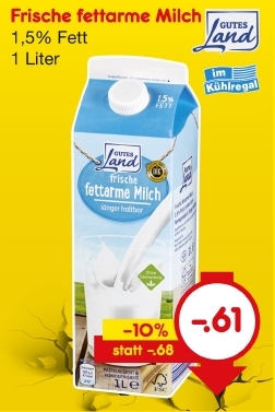 Frische fettarme Milch 1,5% Fett, Mai 2018