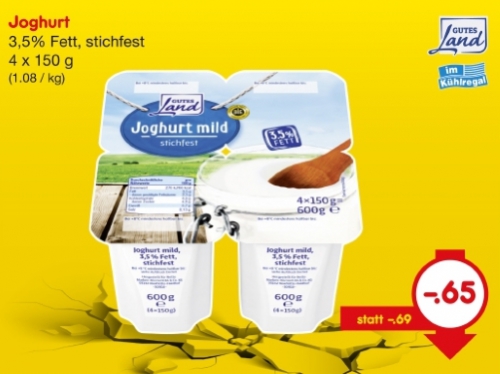 Joghurt mild 3,5% Fett, 4x150g, Mai 2018