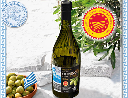 Griechisches natives Olivenöl extra P.D.O., Juli 2013