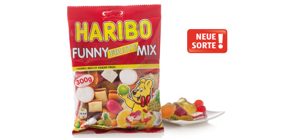 Haribo Funny Fruity-Mix, 300 g Beutel, Dezember 2013