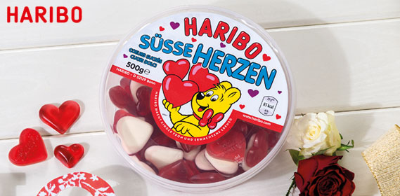 Haribo Süße Herzen, 500 g Dose, Januar 2014