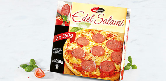 Edel-Salami-Pizza, 3x 350 g, Juli 2010
