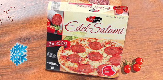 Edel-Salami-Pizza, 3x 350 g, Mai 2012