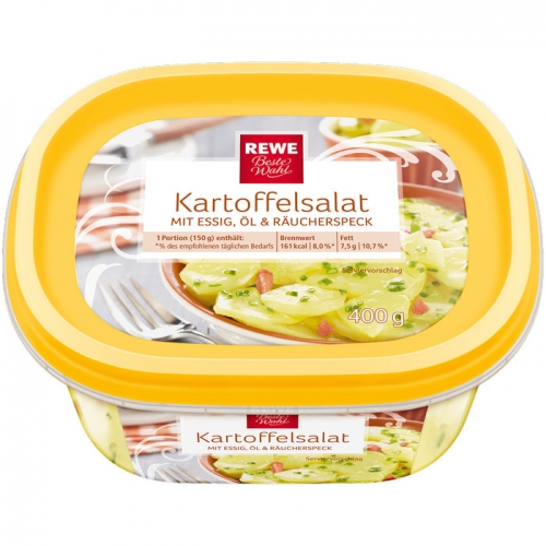 Kartoffelsalat mit Essig, Öl & Räucherspeck, April 2017