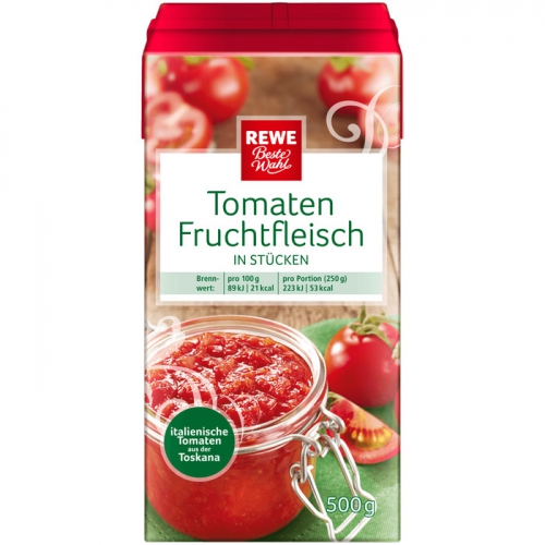 Tomaten-Fruchtfleisch in Stücken, April 2017
