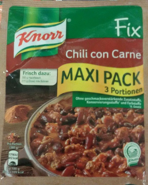 Knorr Fix Chili con Carne, Oktober 2017