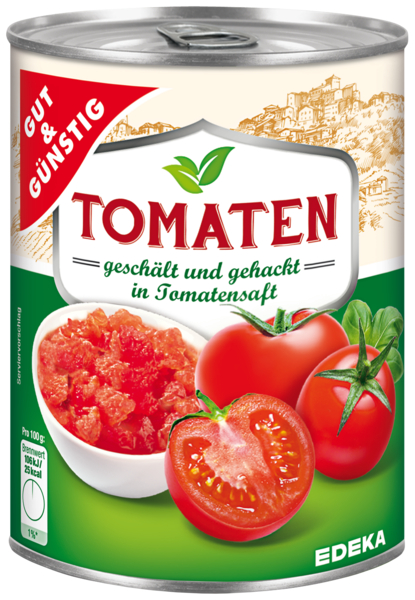 Tomaten, geschält und gehackt, Januar 2018