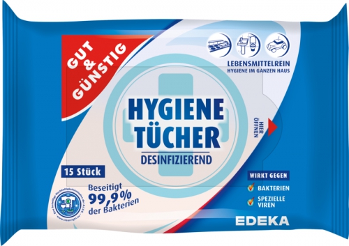 Hygienetücher Flowpack, Januar 2018