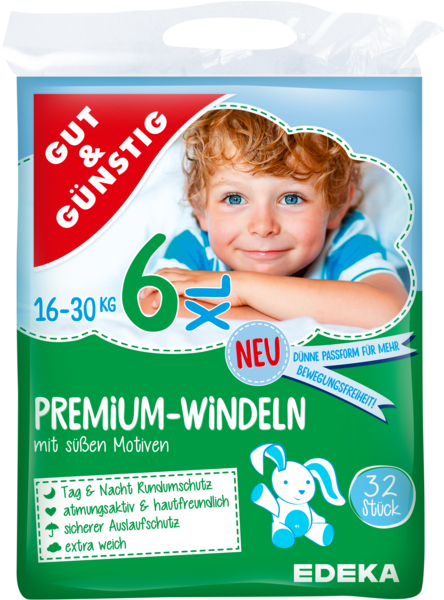 Windeln Premium XL 16-30 kg, Januar 2018