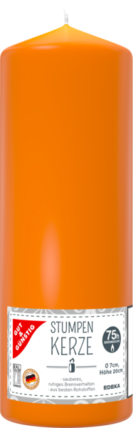 Stumpenkerze 200/70 mm orange, Januar 2018