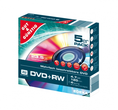 DVD+RW | 4,7GB | 120min | Slimcase, Januar 2018