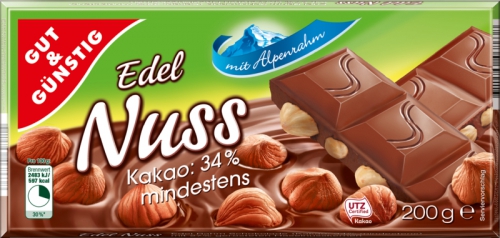 Schokolade Edel-Alpenrahm-Nuss, Januar 2018
