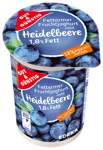 Fettarmer Fruchtjoghurt 1,8% Fett Heidelbeere, Januar 2018