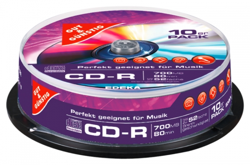 CD-R | 700MB | 80min | 52x | Spindel, Januar 2018