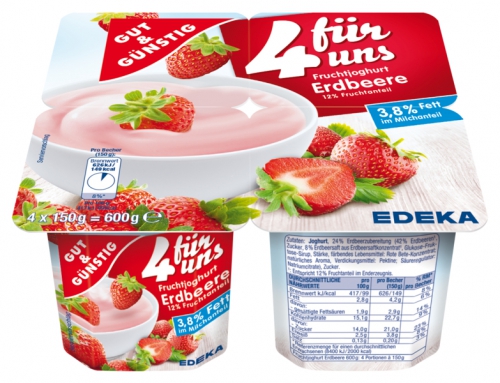 Fruchtjoghurt Erdbeere '4 für uns' 4x150g, Februar 2018