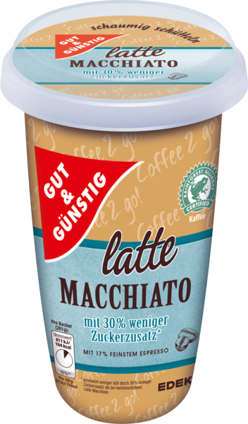 Kaffeedrink Latte Macchiato light, Februar 2018
