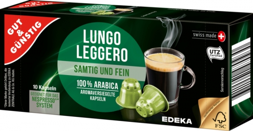 Kaffeekapseln Lungo Leggero, Februar 2018