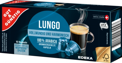 Kaffeekapseln Lungo, Februar 2018