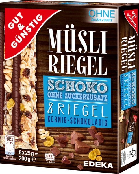 Müsli-Riegel Schoko ohne Zucker, Februar 2018