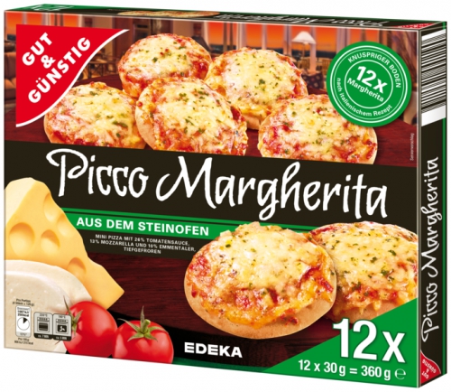 Mini-Steinofenpizza Margherita 12x30g, Februar 2018