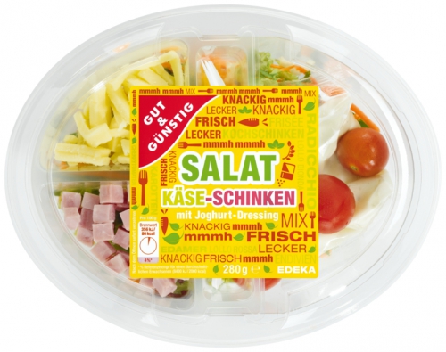 Salat Käse-Schinken mit Joghurt-Dressing, Februar 2018