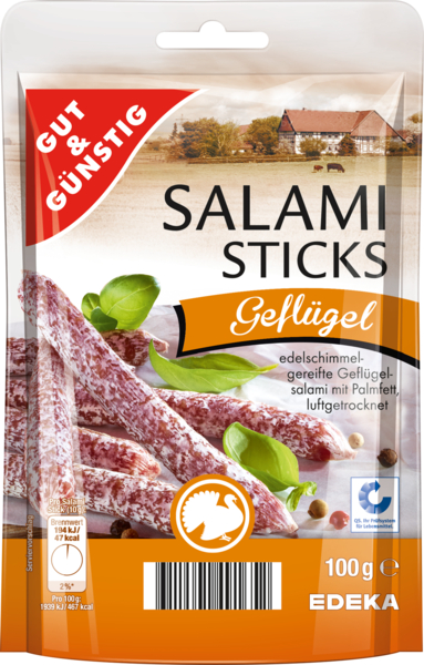 Salami-Sticks Geflügel, Februar 2018