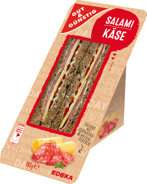 Sandwich Salami-Käse, Februar 2018
