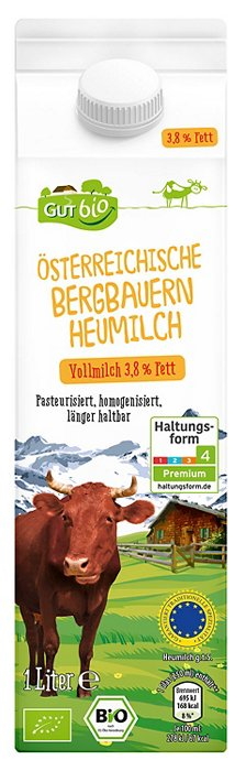 Frische Bergbauern Heumilch 3,8%, August 2023