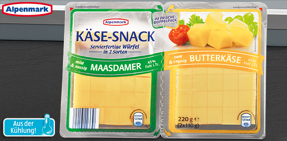 Käse-Snack in Würfeln, 2x 110 g, Dezember 2012