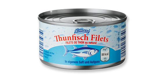 Thunfisch-Filets in eigenem Saft, Juli 2012