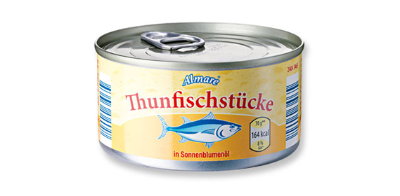 Thunfisch-Stücke in Sonnenblumenöl, Juli 2012