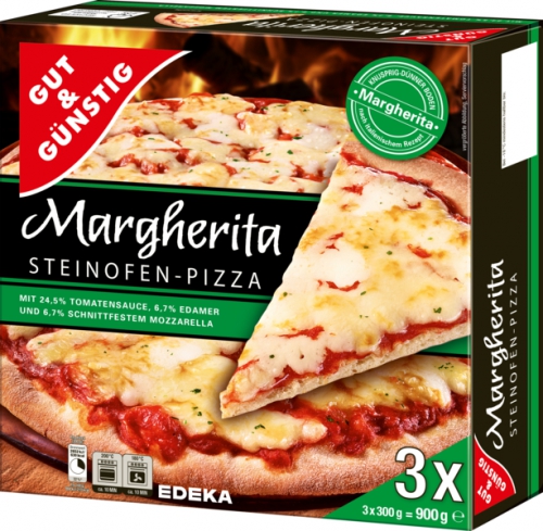 Steinofen Pizza Margherita, 3 Stück, Dezember 2017