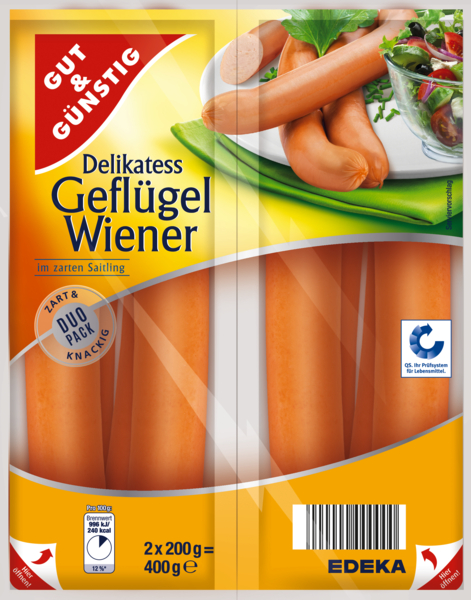 Geflügel Wiener, 2 x 4 Stück , Dezember 2017