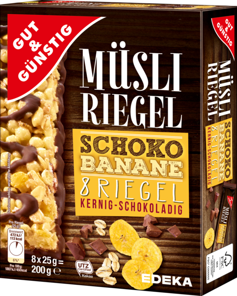 Müsli-Riegel Schoko-Banane, 8 Stück, Dezember 2017